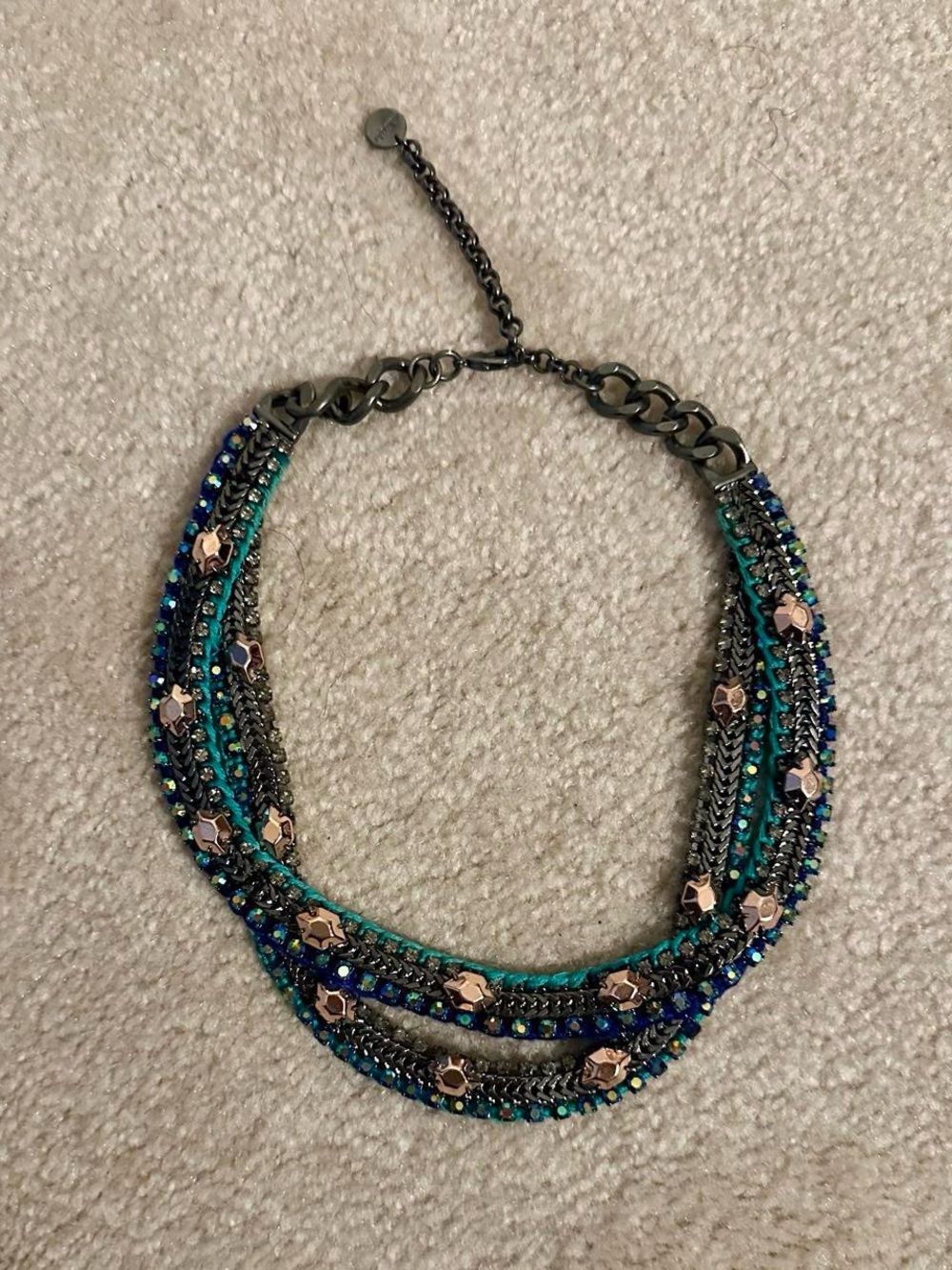 Stella & Dot Teal and Navy Multistrand Statement Necklace